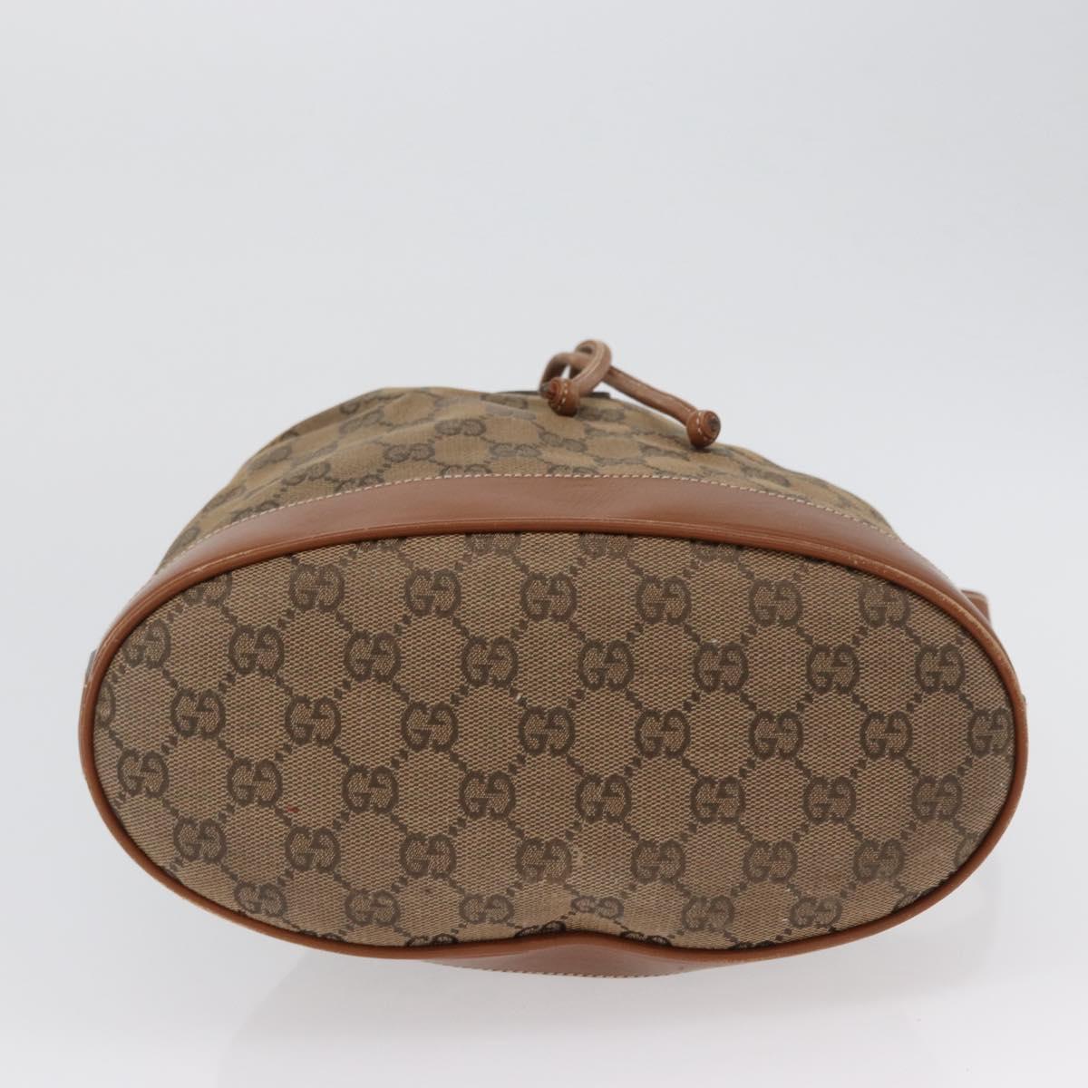 GUCCI GG Canvas Shoulder Bag Beige Gold Auth BA10397