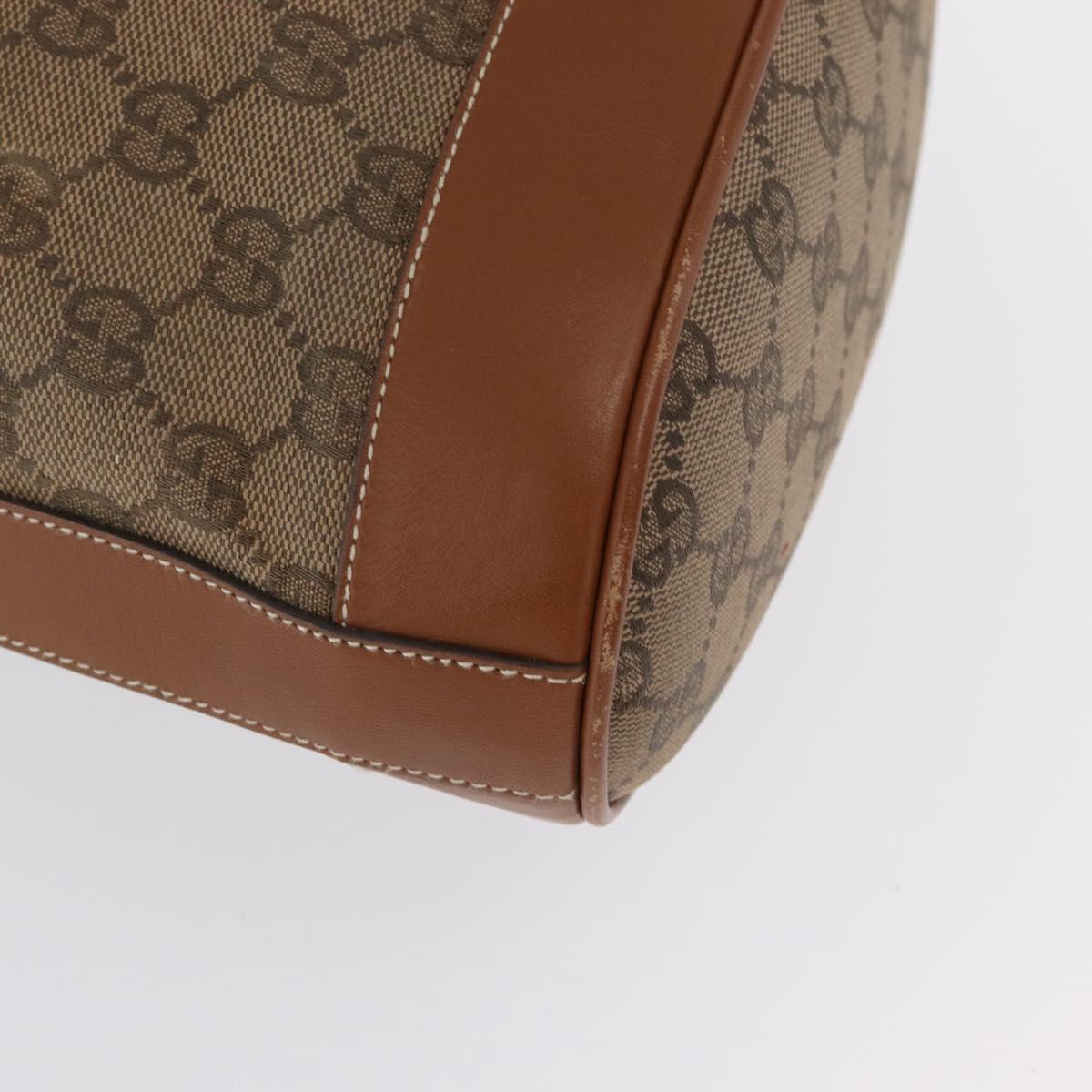 GUCCI GG Canvas Shoulder Bag Beige Gold Auth BA10397