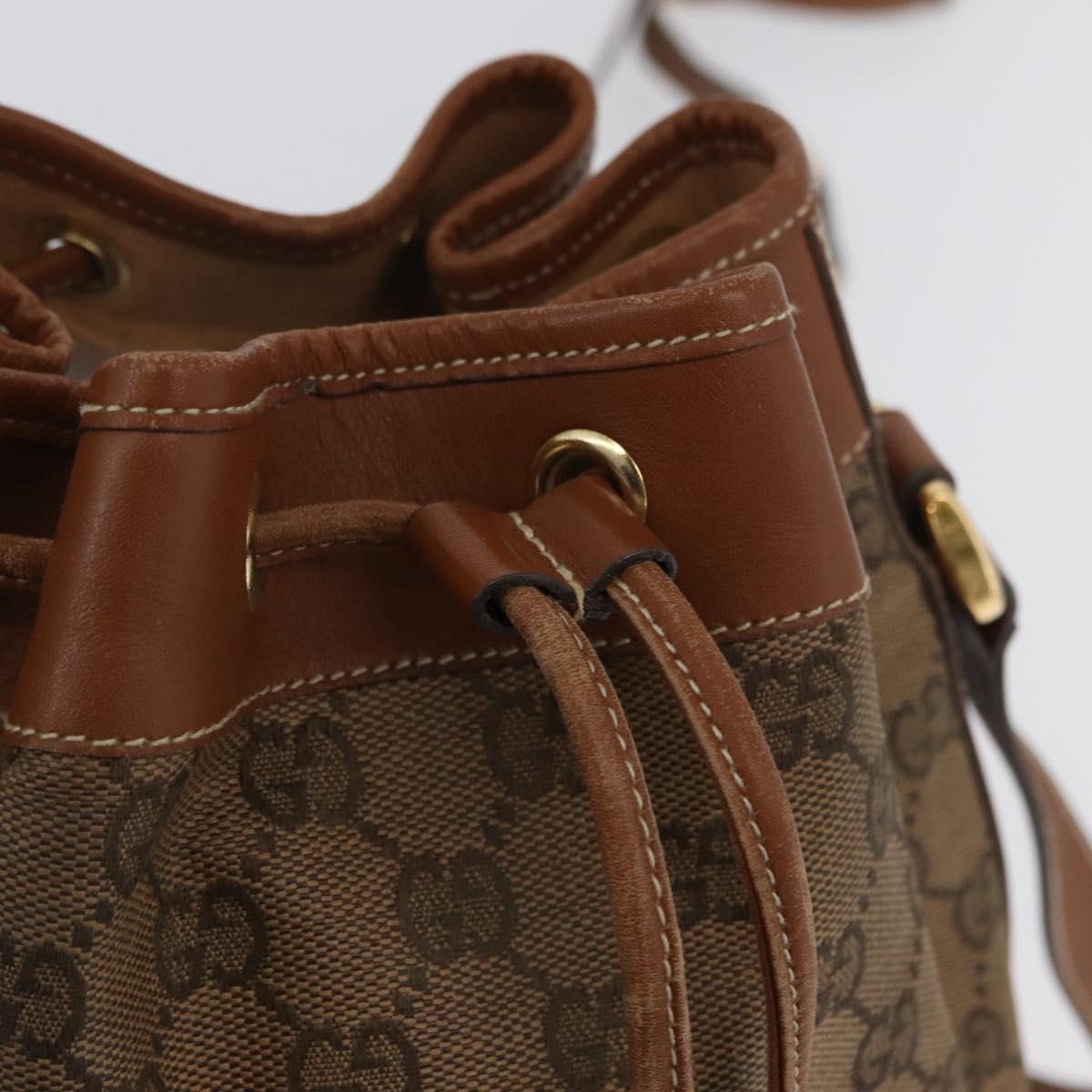 GUCCI GG Canvas Shoulder Bag Beige Gold Auth BA10397