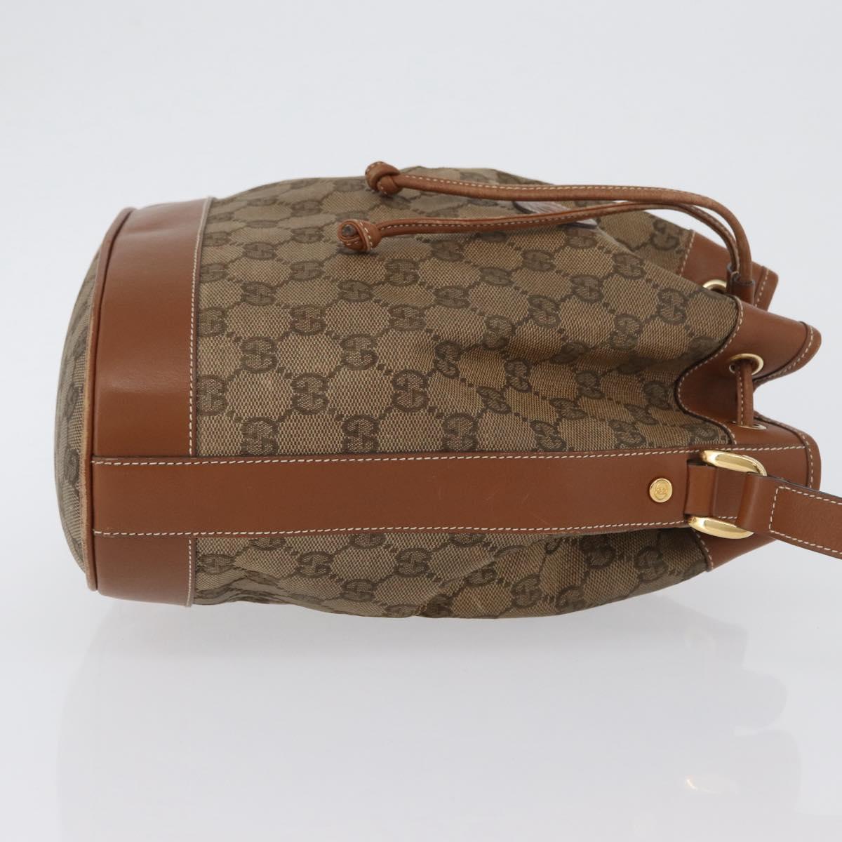 GUCCI GG Canvas Shoulder Bag Beige Gold Auth BA10397