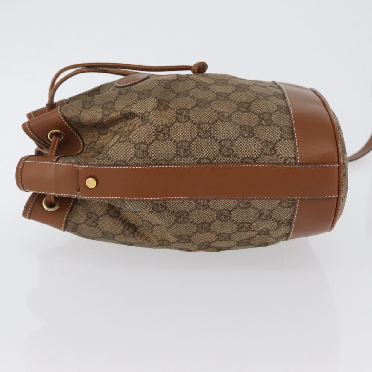 GUCCI GG Canvas Shoulder Bag Beige Gold Auth BA10397