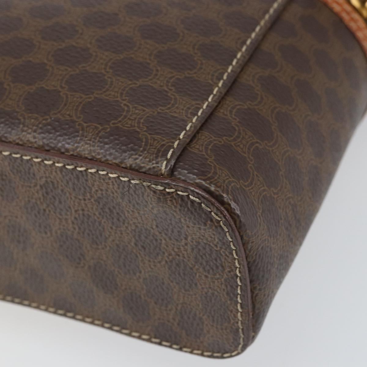 CELINE Macadam Canvas Hand Bag PVC Leather Brown Gold Auth BA10398