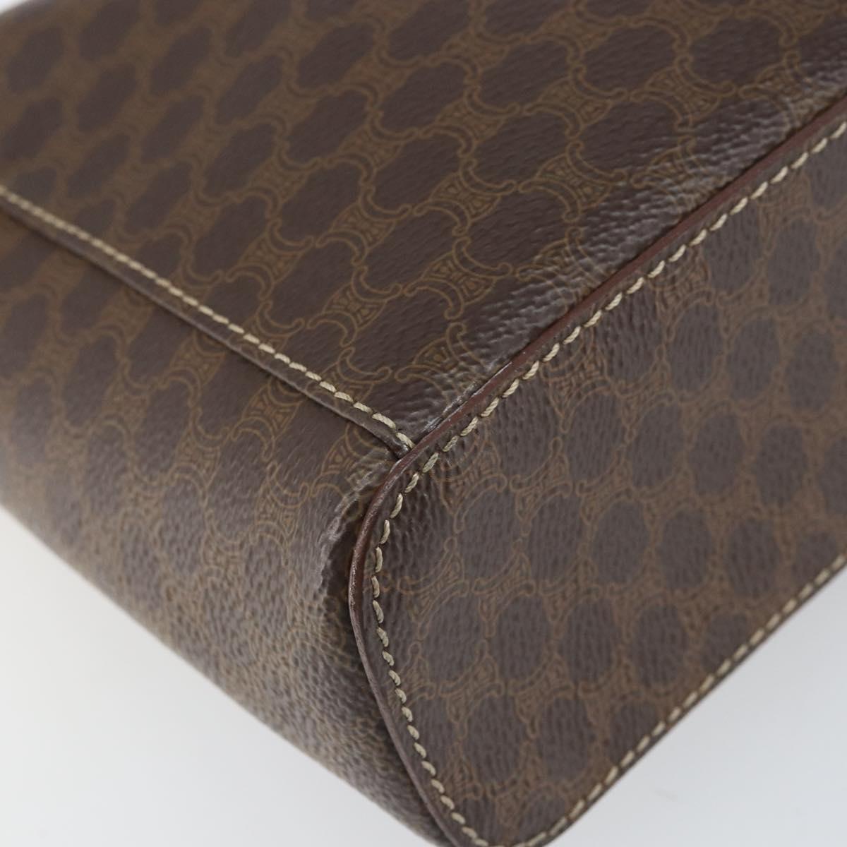 CELINE Macadam Canvas Hand Bag PVC Leather Brown Gold Auth BA10398