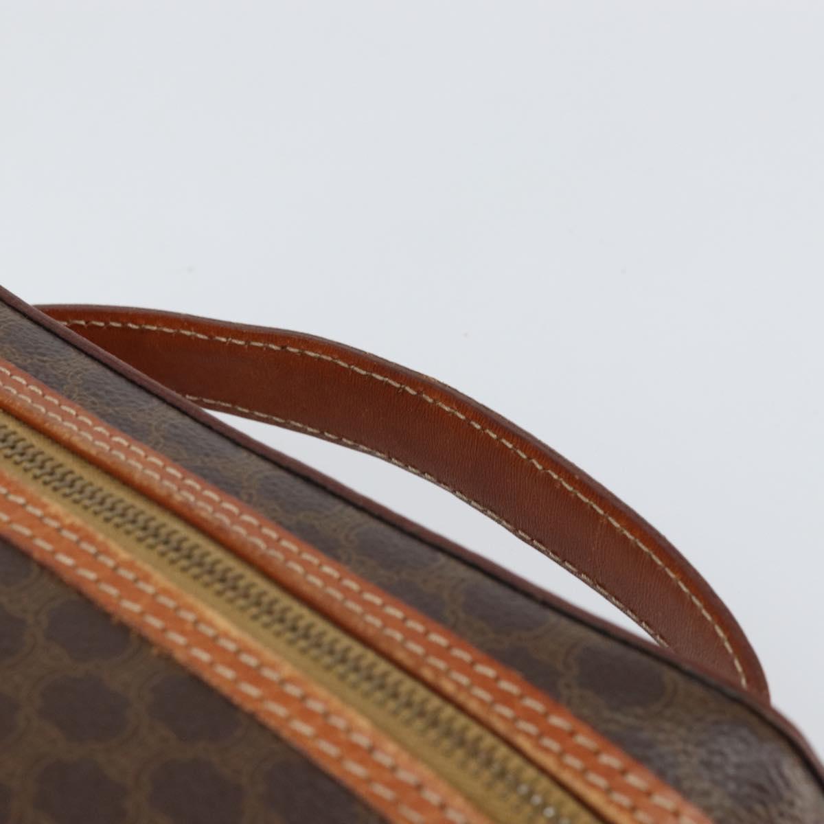 CELINE Macadam Canvas Hand Bag PVC Leather Brown Gold Auth BA10398
