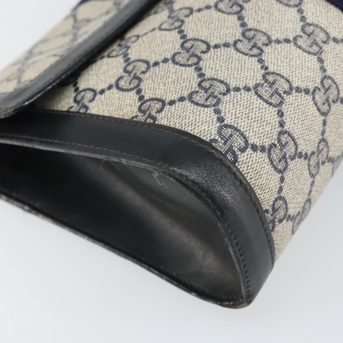 GUCCI GG Supreme Sherry Line Clutch Bag PVC Navy Gold 010 378 Auth BA10399