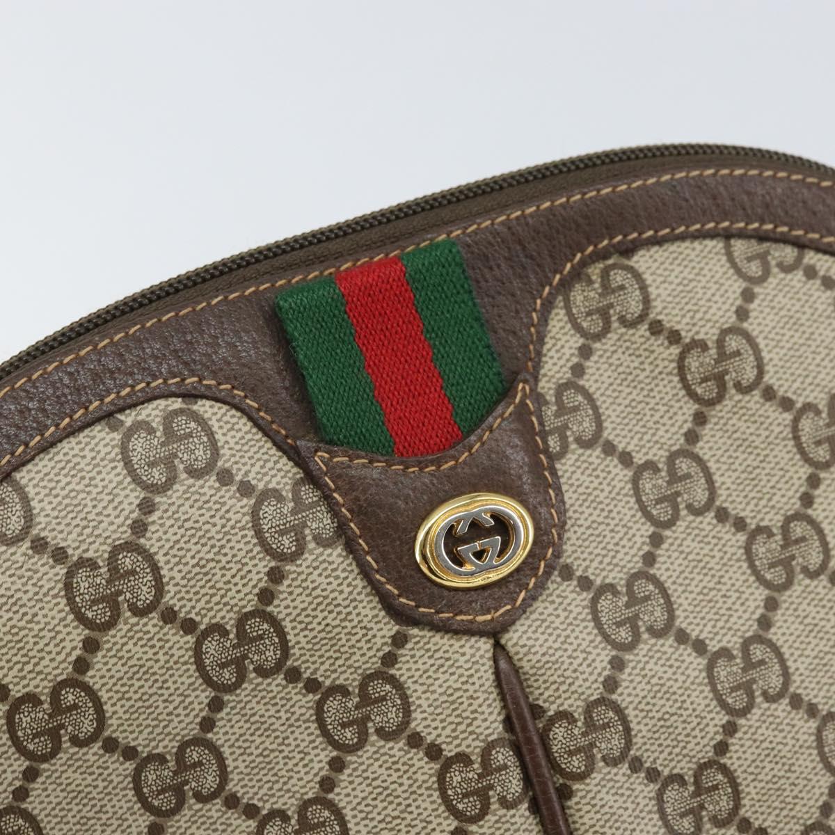 GUCCI GG Supreme Web Sherry Line Bag PVC Beige Gold 904 02 047 Auth BA10402