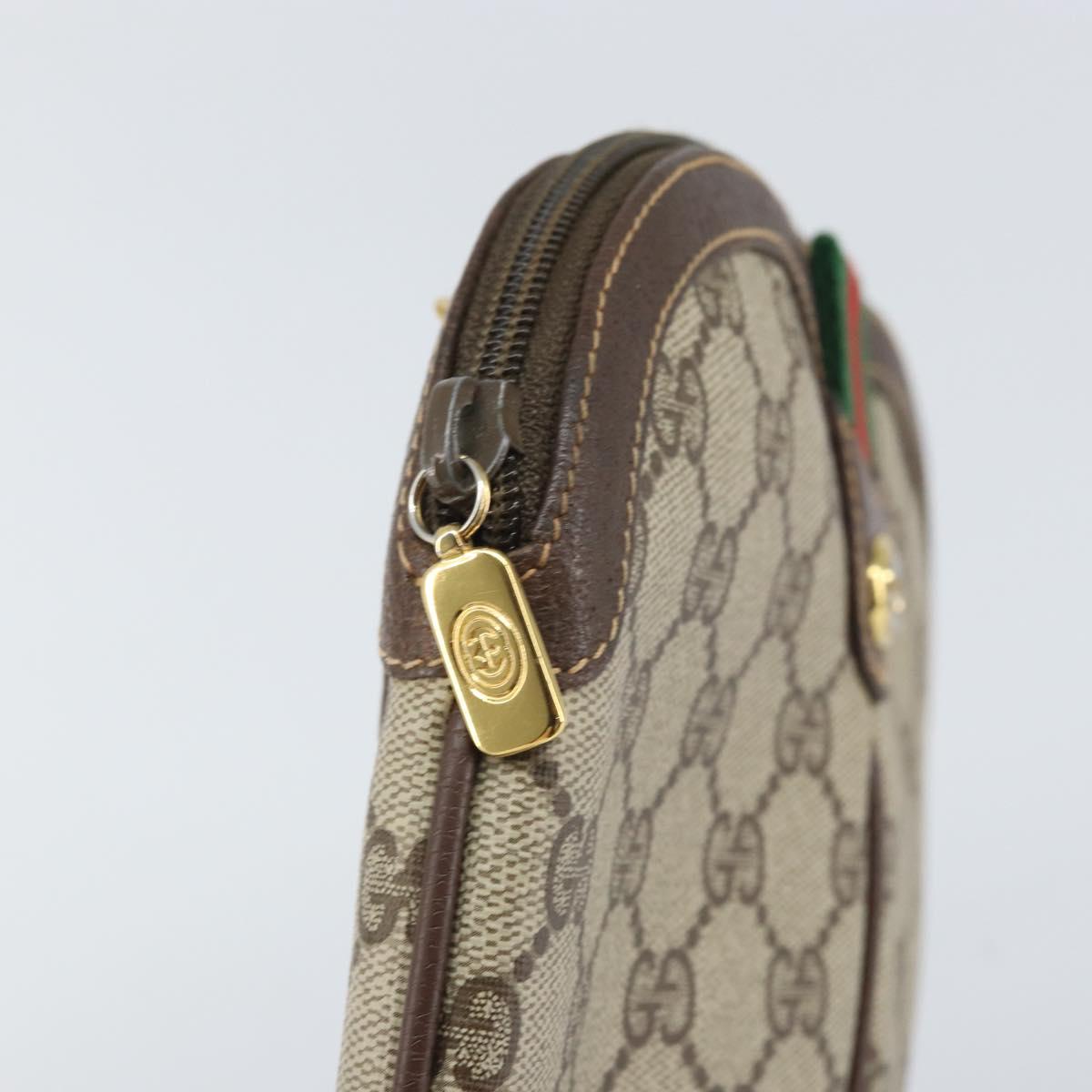GUCCI GG Supreme Web Sherry Line Bag PVC Beige Gold 904 02 047 Auth BA10402