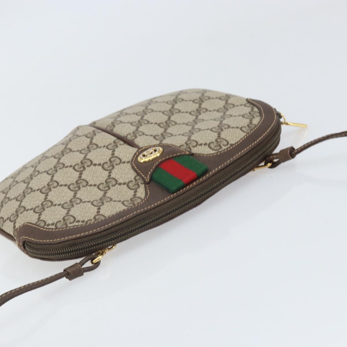 GUCCI GG Supreme Web Sherry Line Bag PVC Beige Gold 904 02 047 Auth BA10402