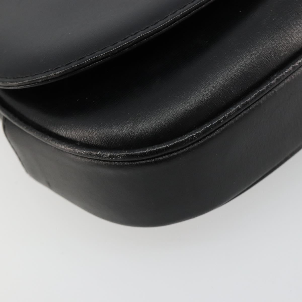 GUCCI Shoulder Bag Leather Gold Black Auth BA10403