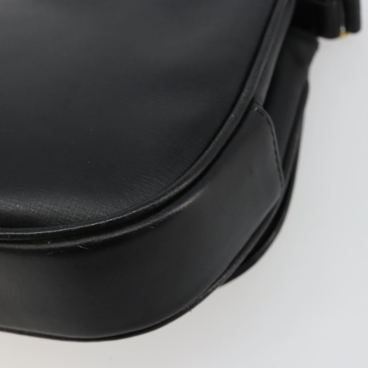 GUCCI Shoulder Bag Leather Gold Black Auth BA10403