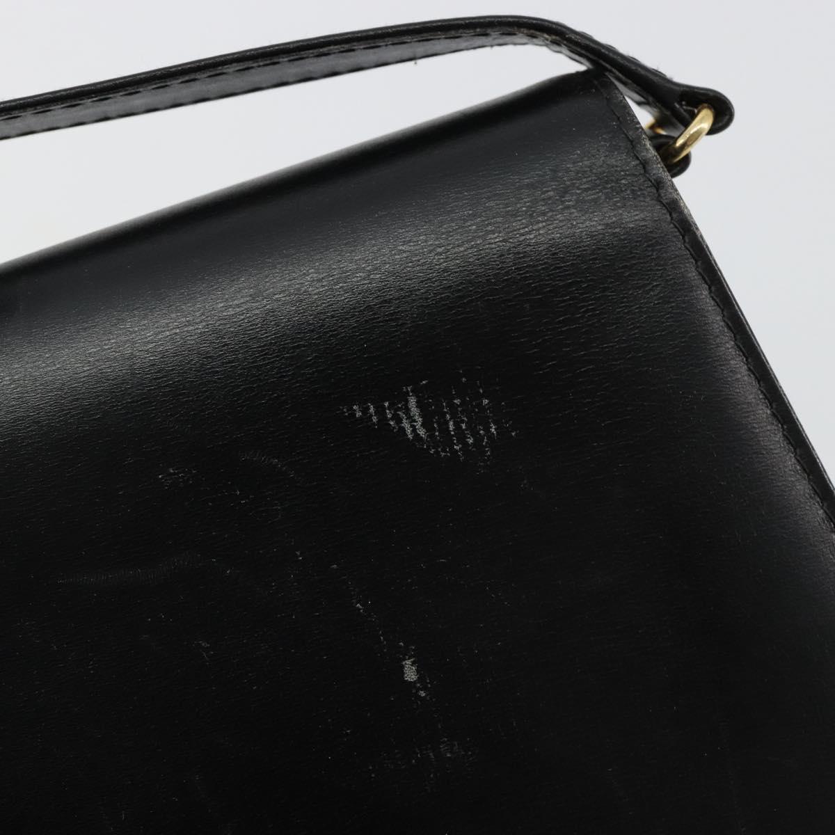 GUCCI Shoulder Bag Leather Gold Black Auth BA10403