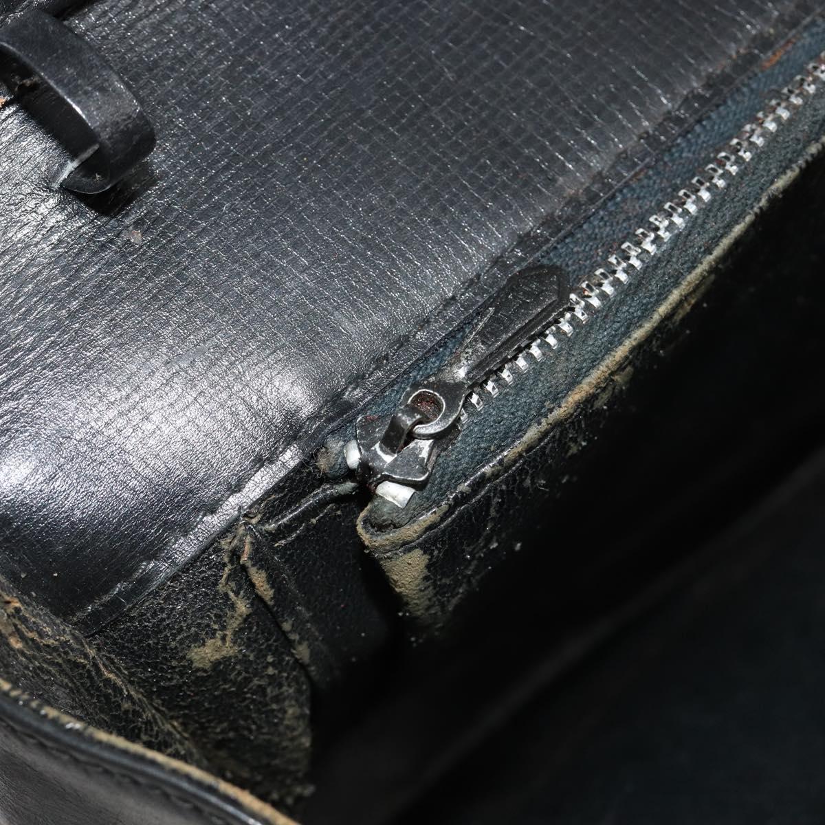 GUCCI Shoulder Bag Leather Gold Black Auth BA10403