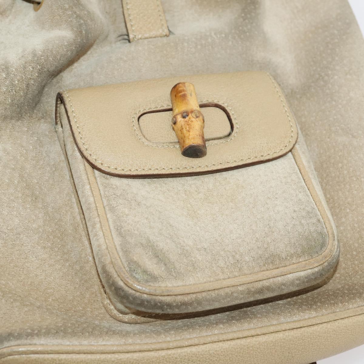 GUCCI Bamboo Backpack Suede Leather Black Gold 003 2058 0030 Auth BA10404