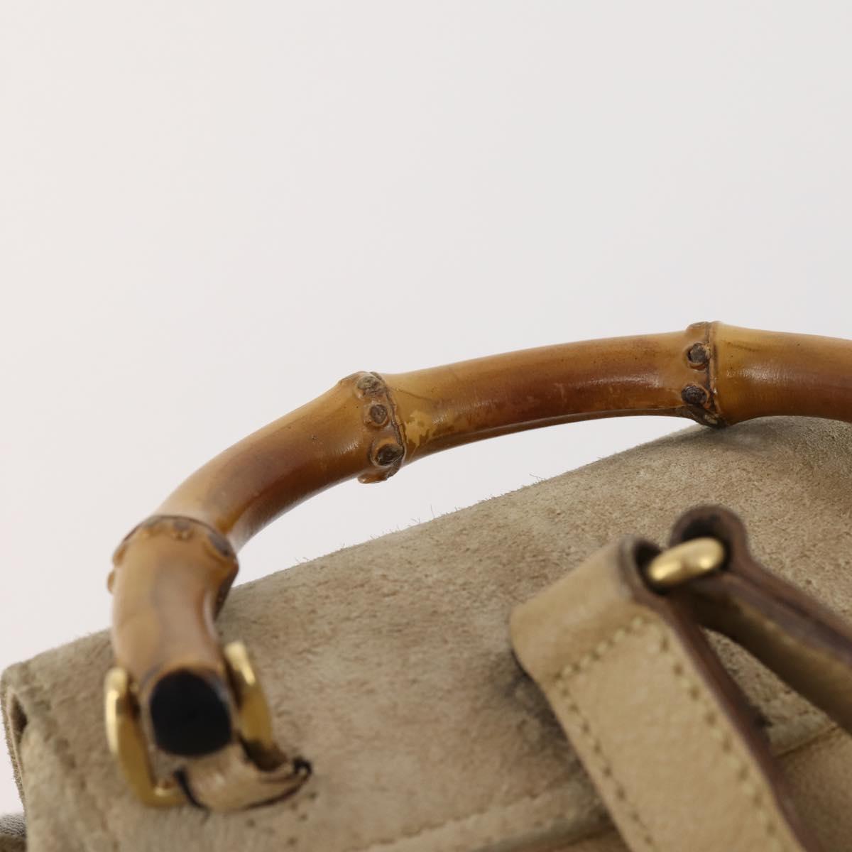 GUCCI Bamboo Backpack Suede Leather Black Gold 003 2058 0030 Auth BA10404