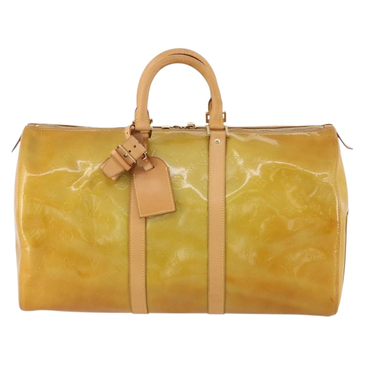 LOUIS VUITTON Monogram Vernis Mercer Boston Bag Beige M91000 LV Auth BA10406