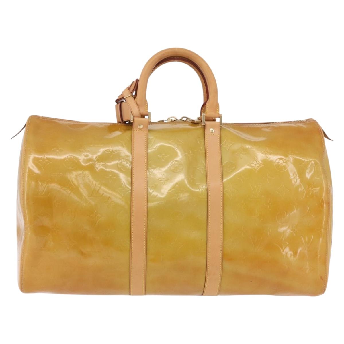 LOUIS VUITTON Monogram Vernis Mercer Boston Bag Beige M91000 LV Auth BA10406