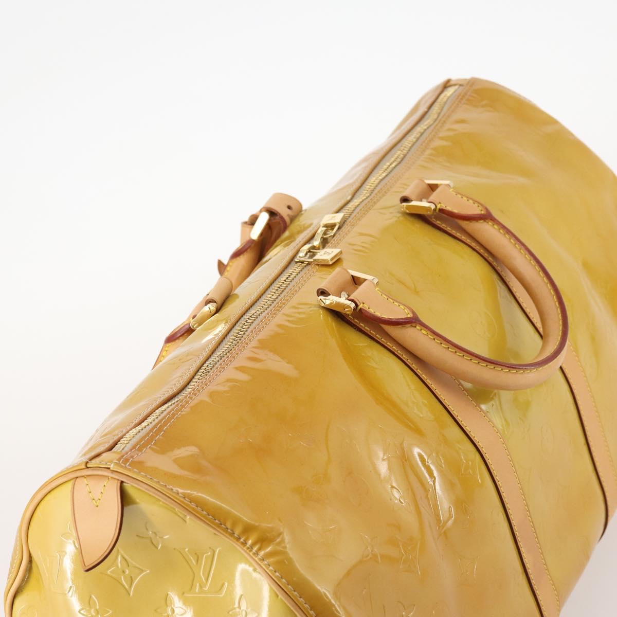 LOUIS VUITTON Monogram Vernis Mercer Boston Bag Beige M91000 LV Auth BA10406