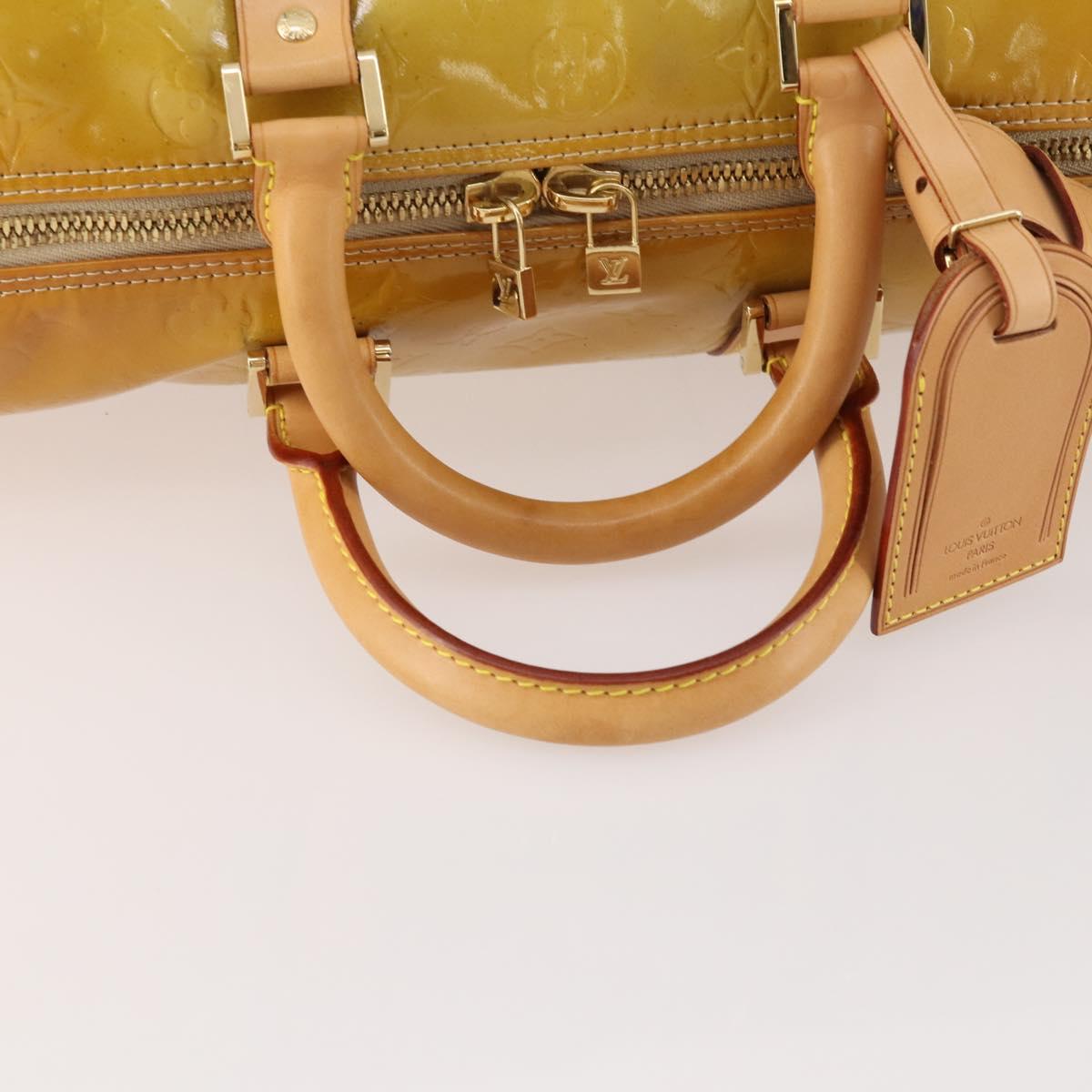 LOUIS VUITTON Monogram Vernis Mercer Boston Bag Beige M91000 LV Auth BA10406