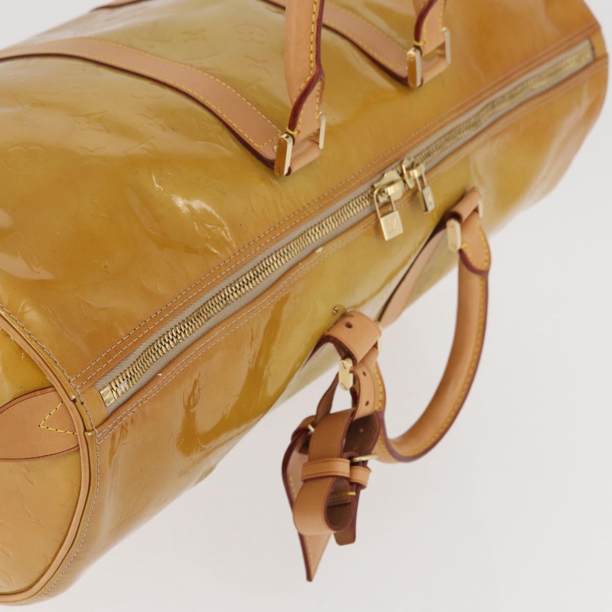 LOUIS VUITTON Monogram Vernis Mercer Boston Bag Beige M91000 LV Auth BA10406