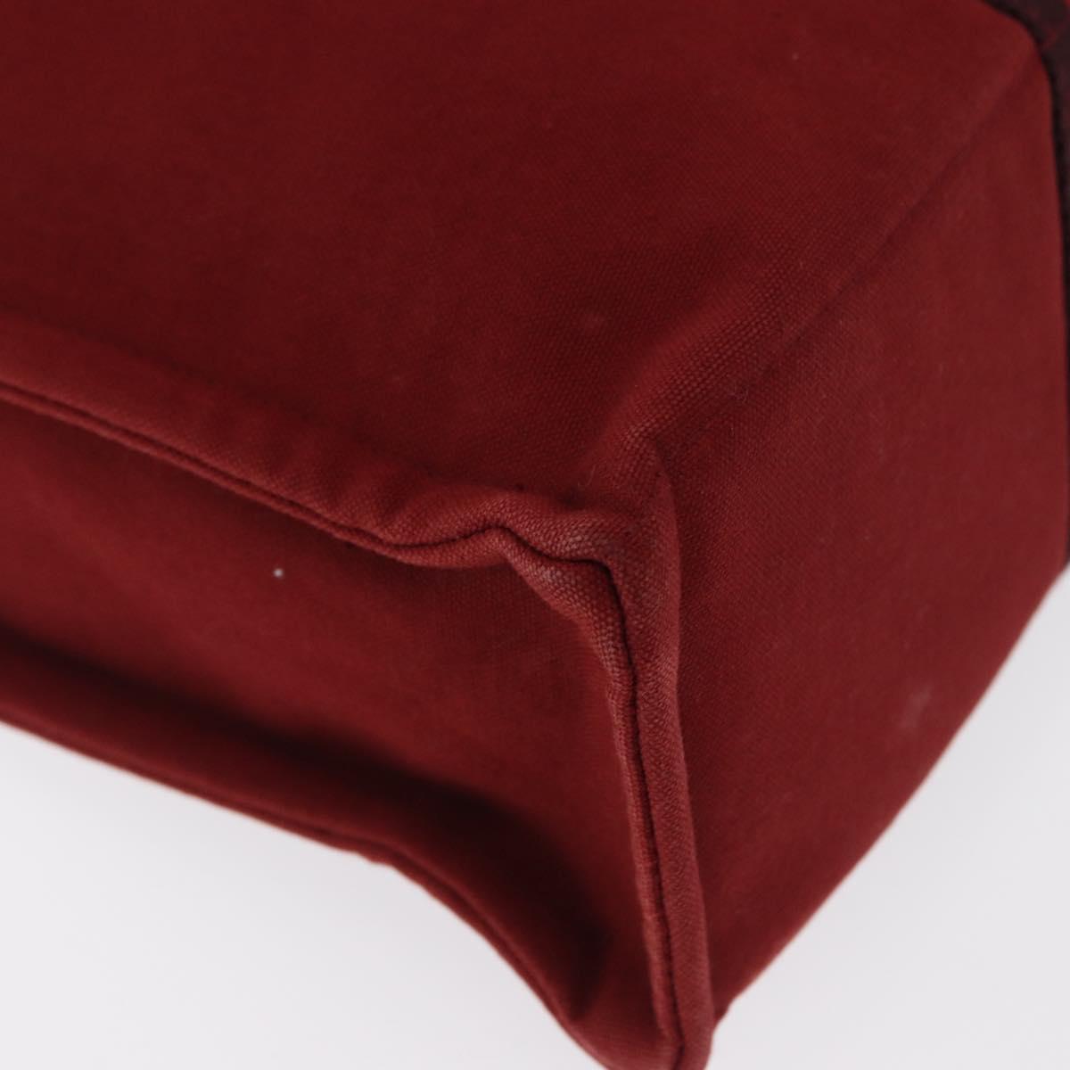 HERMES Fourre Tout MM Hand Bag Canvas Red Silver Auth BA10410
