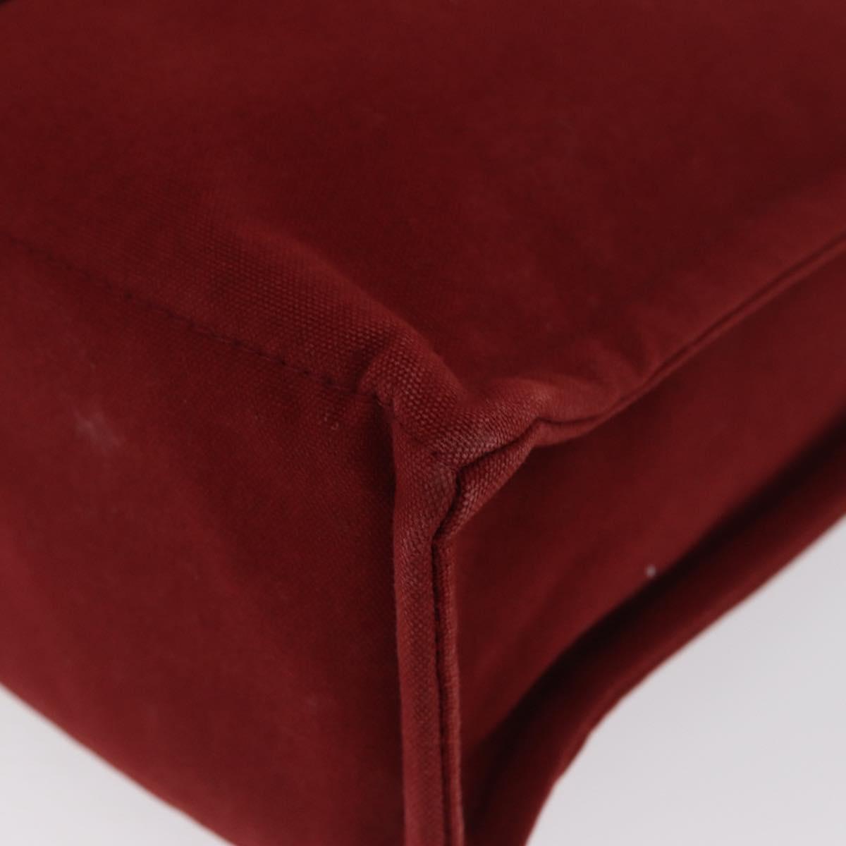 HERMES Fourre Tout MM Hand Bag Canvas Red Silver Auth BA10410