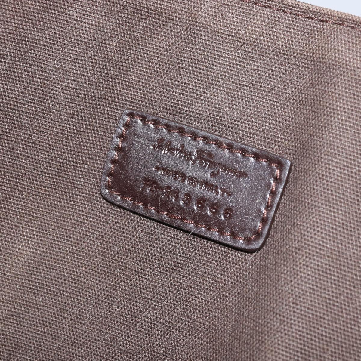 Salvatore Ferragamo Shoulder Bag Leather Brown Gold Auth BA10411
