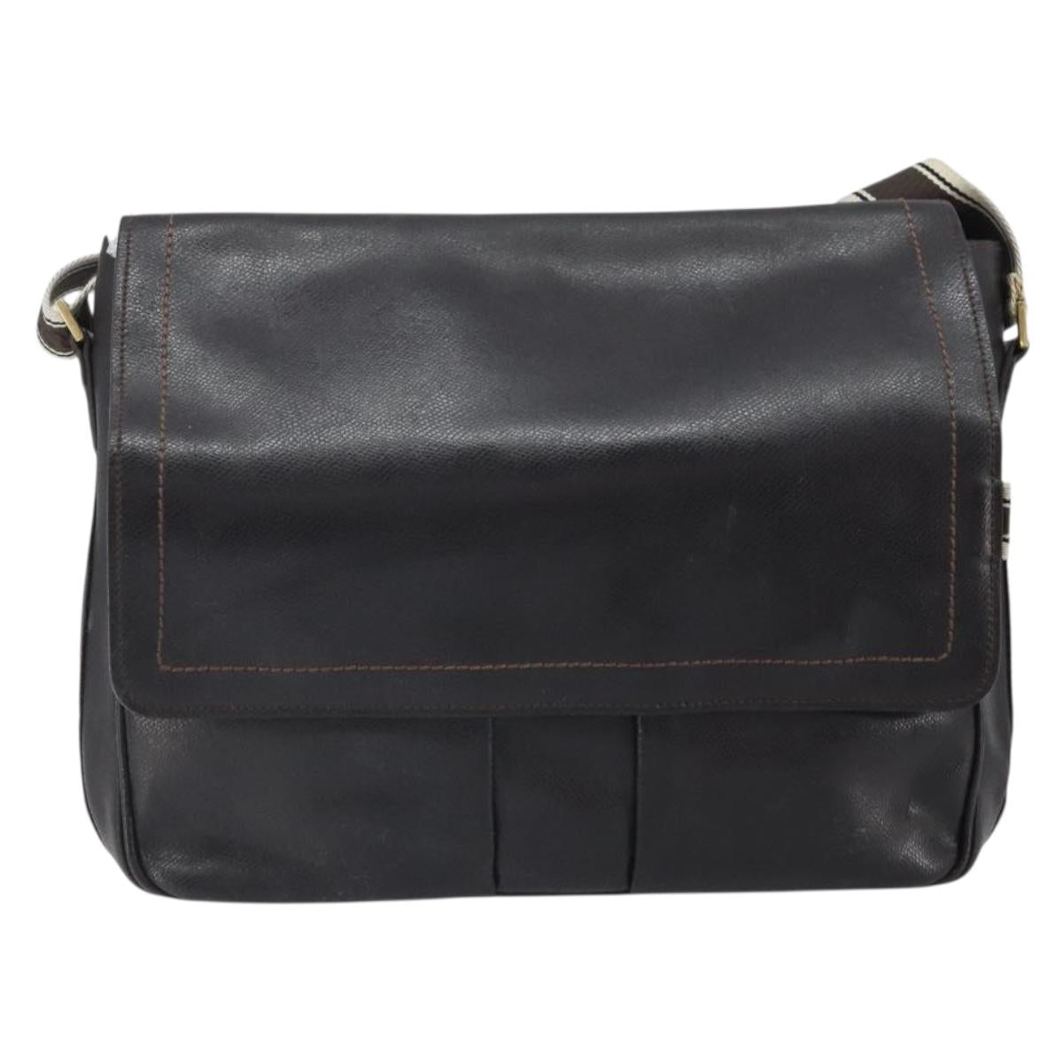 Salvatore Ferragamo Shoulder Bag Leather Brown Gold Auth BA10411