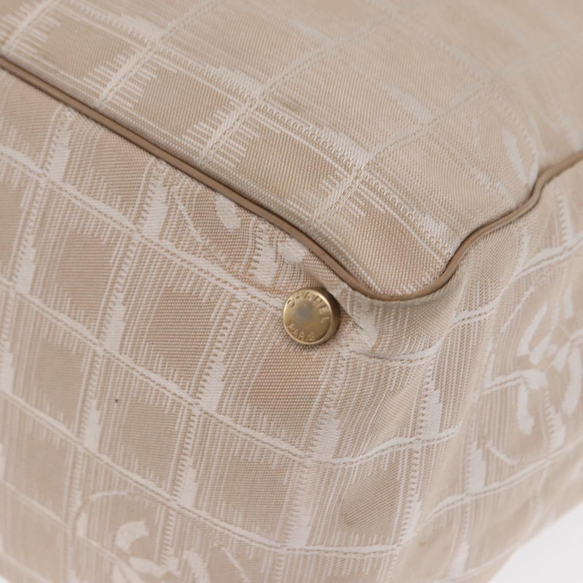 CHANEL New Travel Line Tote Bag Nylon Beige Gold CC Auth BA10414