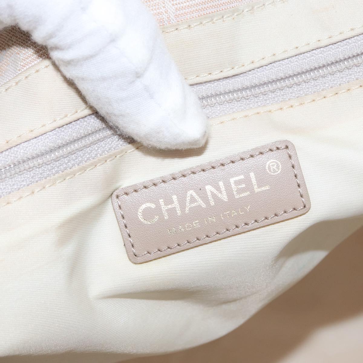 CHANEL New Travel Line Tote Bag Nylon Beige Gold CC Auth BA10414
