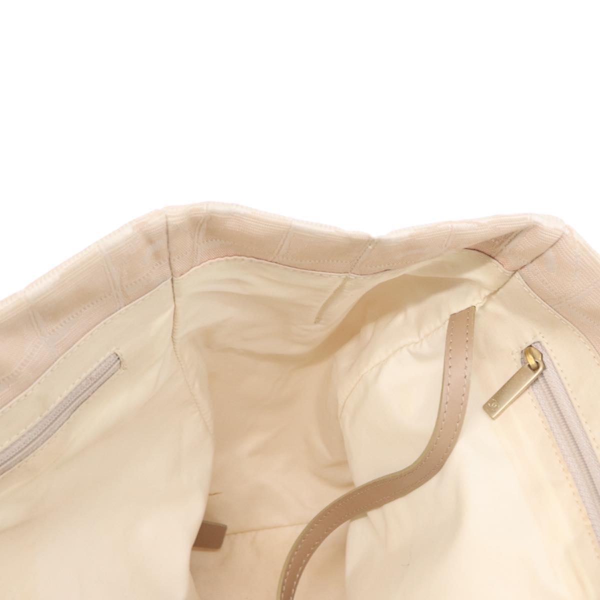 CHANEL New Travel Line Tote Bag Nylon Beige Gold CC Auth BA10414