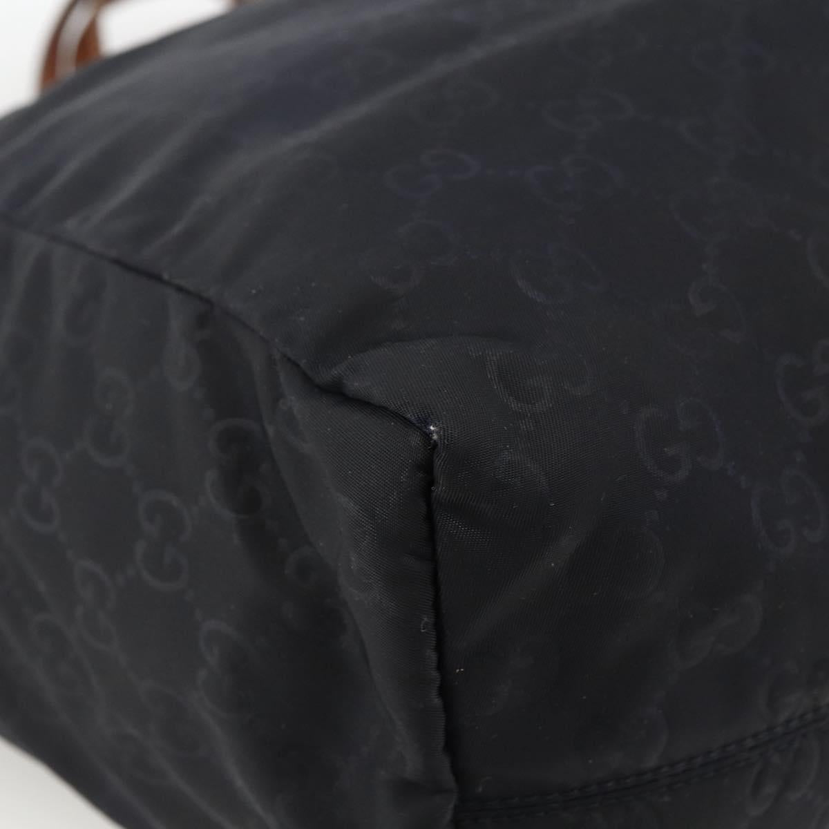 GUCCI GG Canvas Tote Bag Nylon Black Gold 282439 Auth BA10417