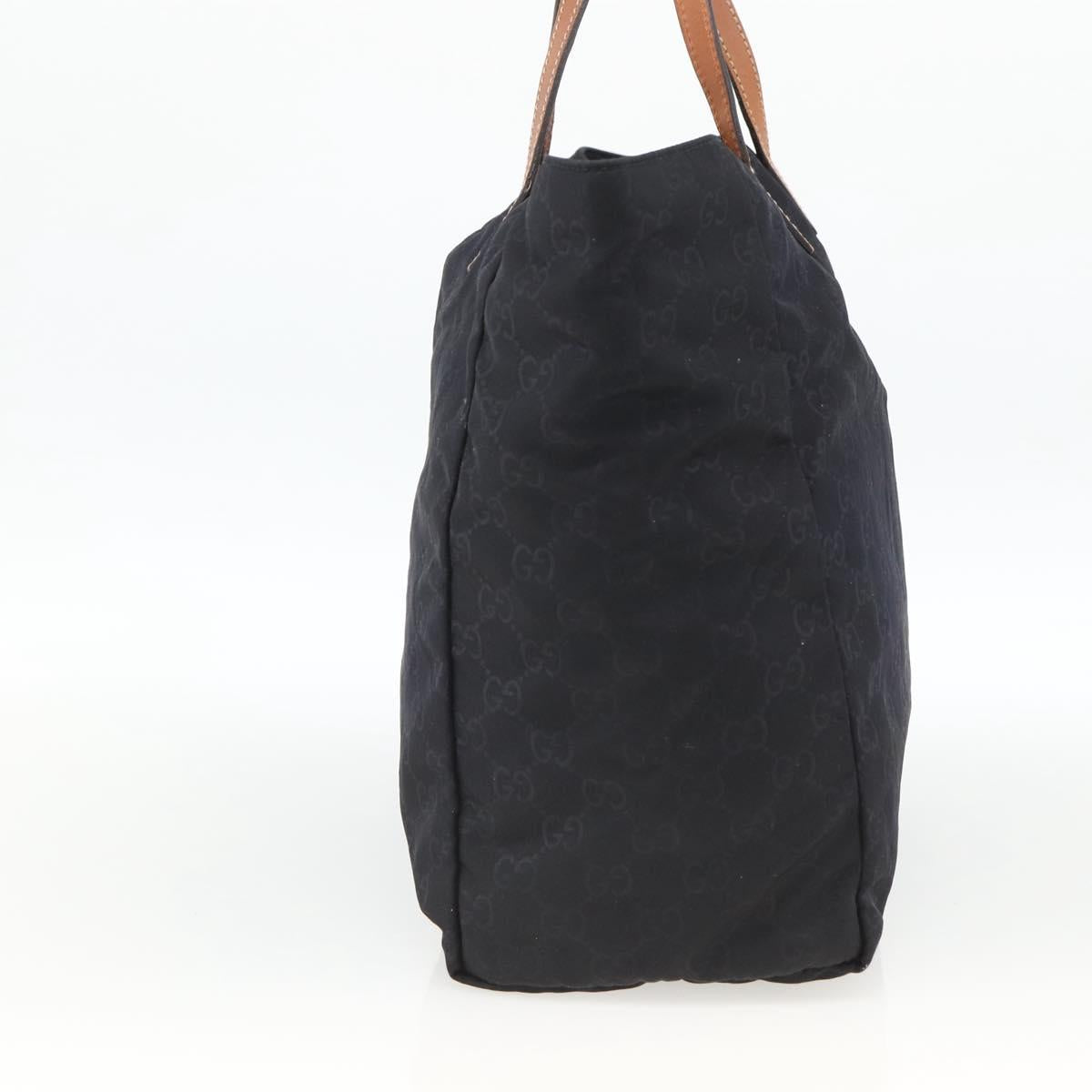 GUCCI GG Canvas Tote Bag Nylon Black Gold 282439 Auth BA10417