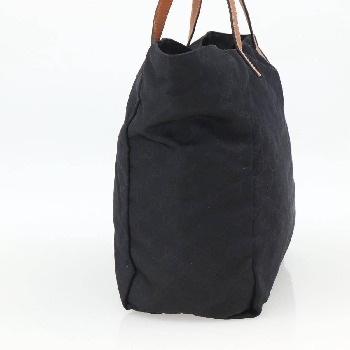 GUCCI GG Canvas Tote Bag Nylon Black Gold 282439 Auth BA10417