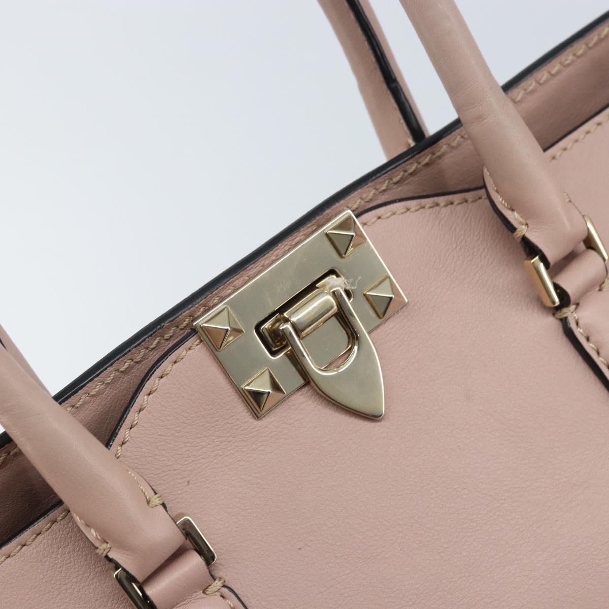 VALENTINO Tote Bag Leather 2way Pink Gold Auth BA10420