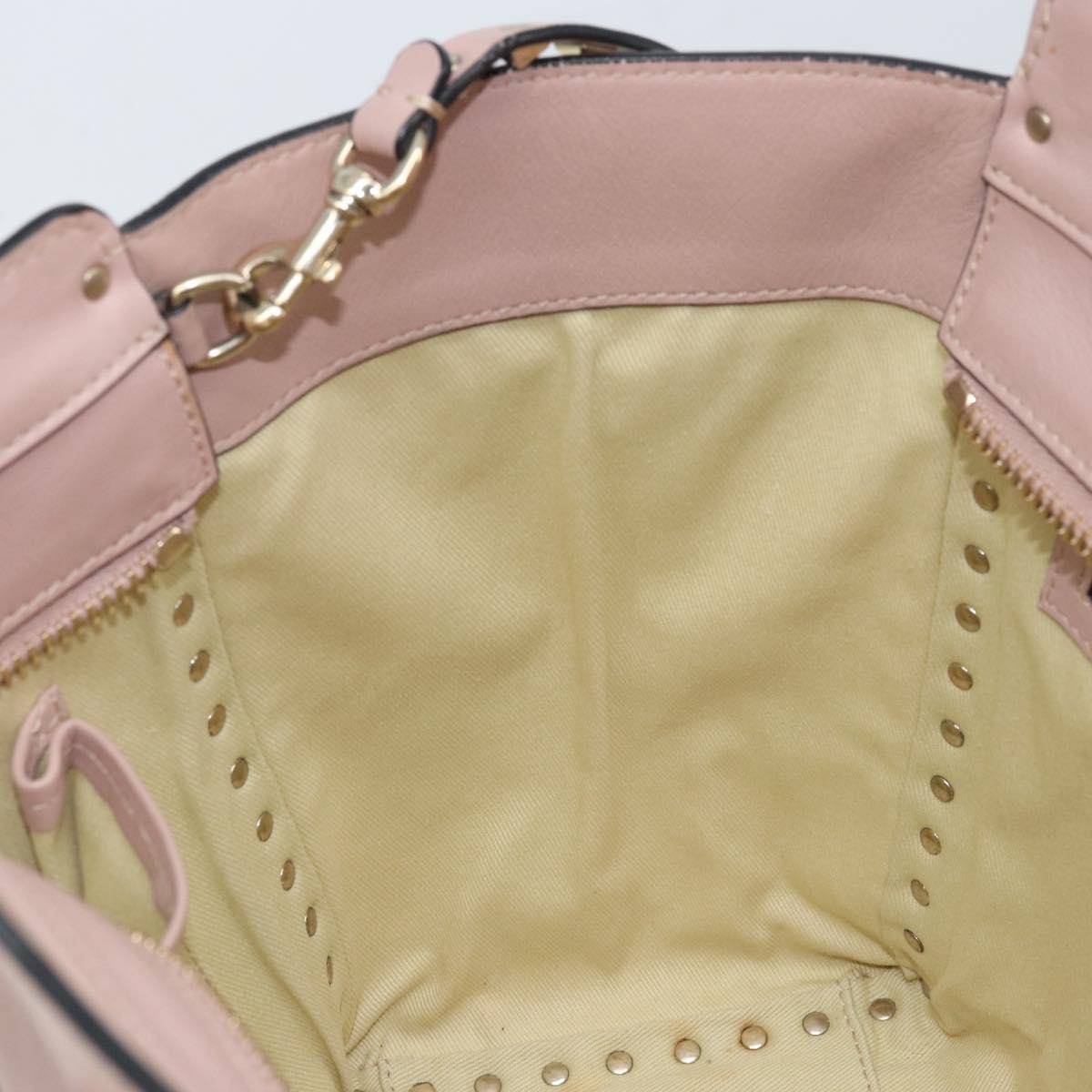 VALENTINO Tote Bag Leather 2way Pink Gold Auth BA10420
