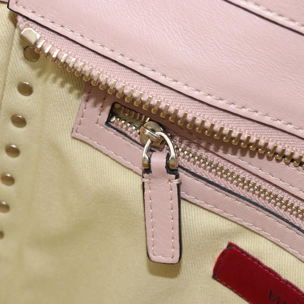 VALENTINO Tote Bag Leather 2way Pink Gold Auth BA10420