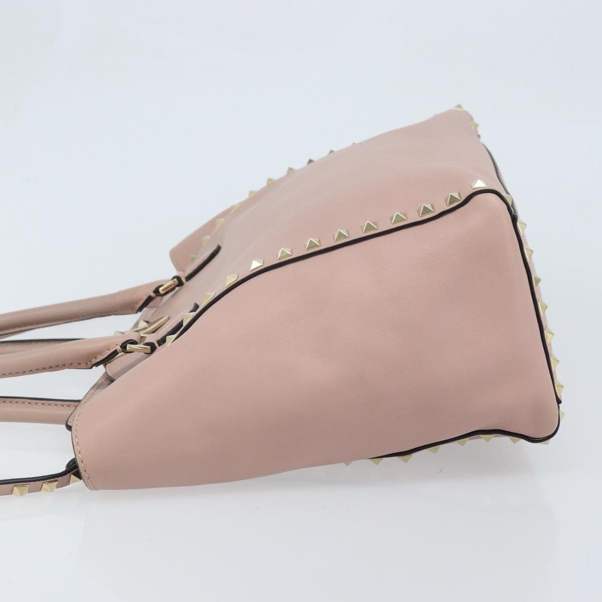 VALENTINO Tote Bag Leather 2way Pink Gold Auth BA10420