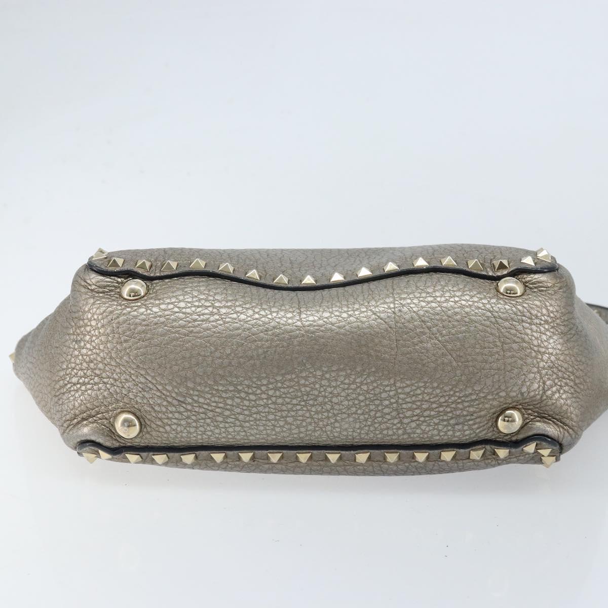 VALENTINO Tote Bag Leather 2way Gold Auth BA10421