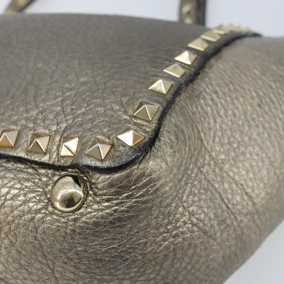 VALENTINO Tote Bag Leather 2way Gold Auth BA10421