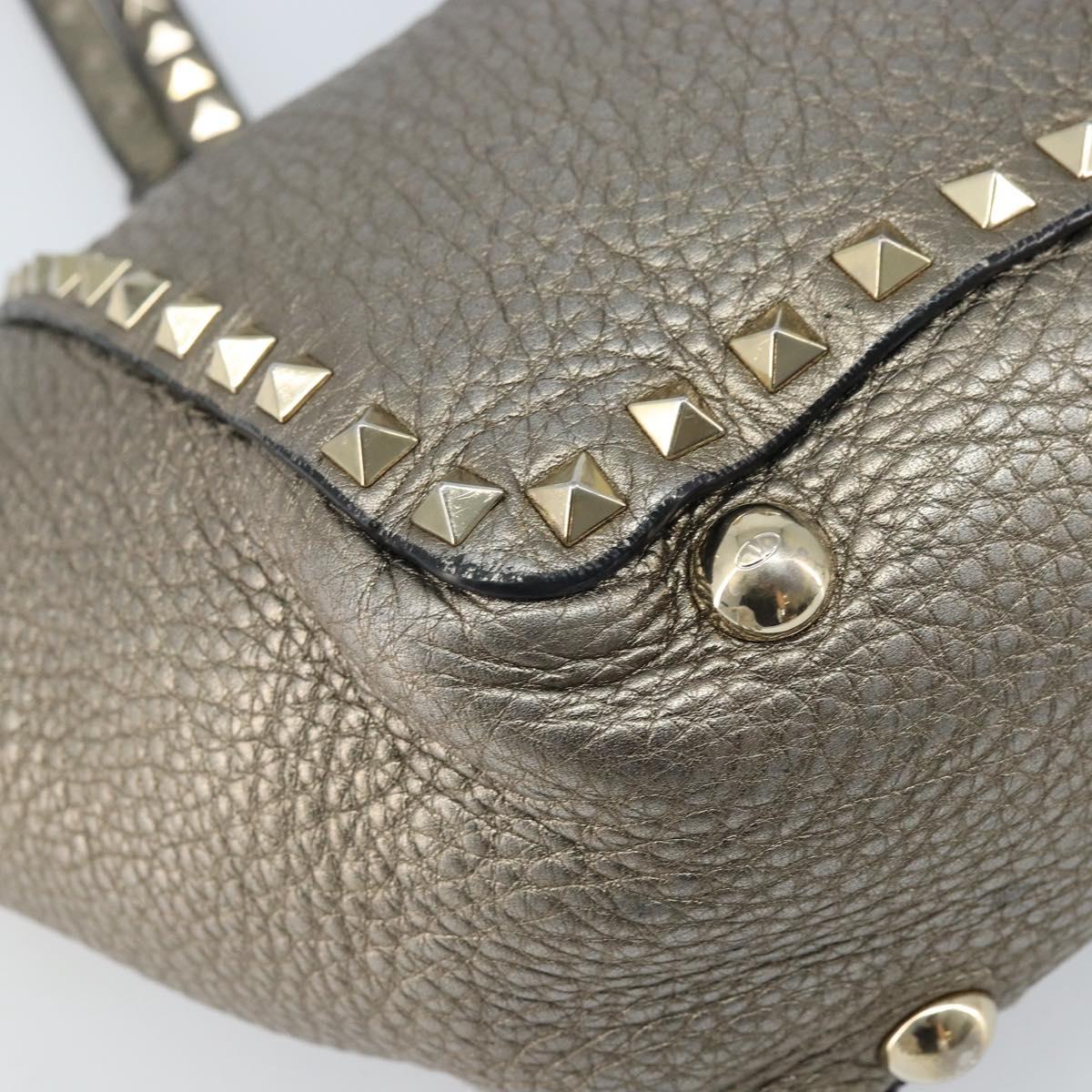VALENTINO Tote Bag Leather 2way Gold Auth BA10421