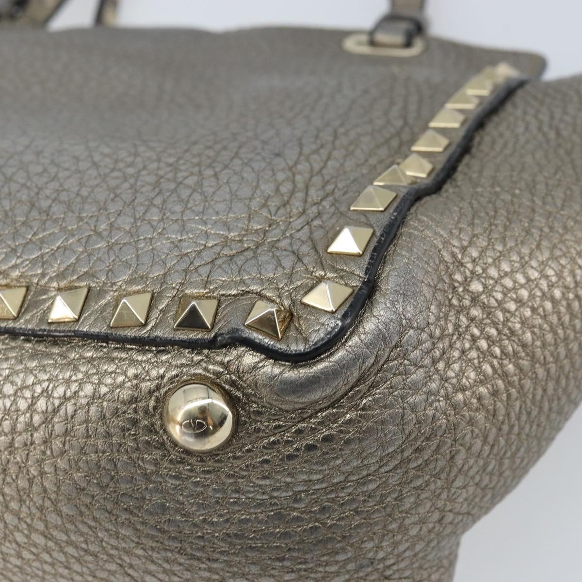 VALENTINO Tote Bag Leather 2way Gold Auth BA10421