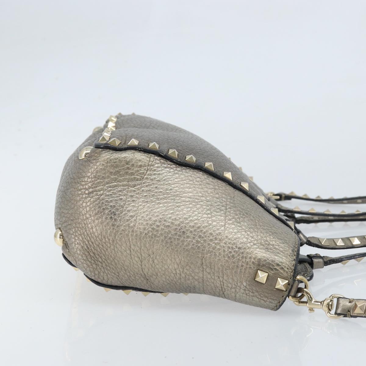 VALENTINO Tote Bag Leather 2way Gold Auth BA10421