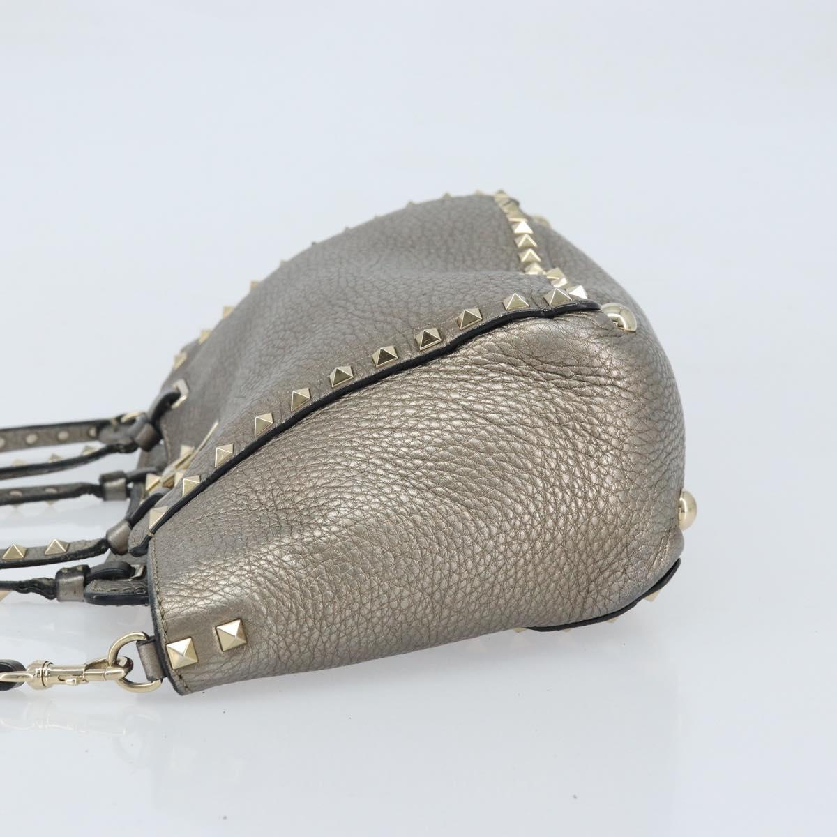 VALENTINO Tote Bag Leather 2way Gold Auth BA10421