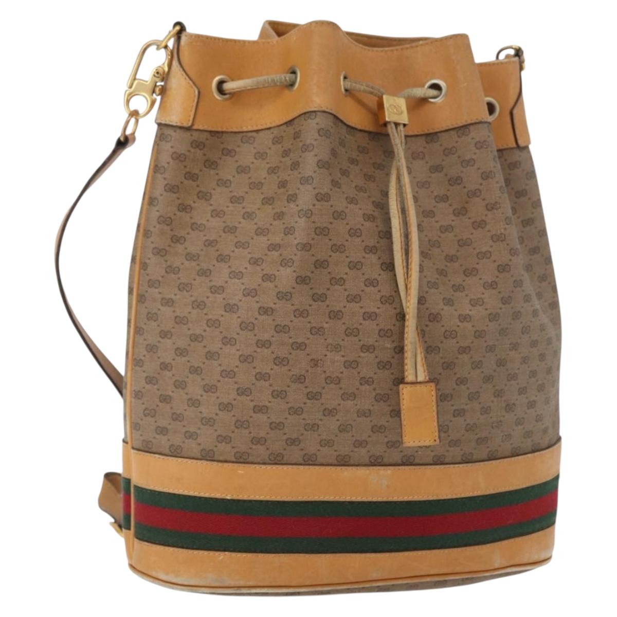 GUCCI Micro GG Supreme Web Sherry Line Bag PVC Beige 001 58 4793 Auth BA10427