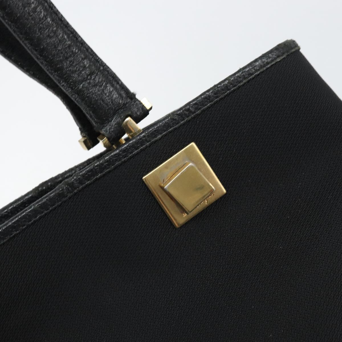 Salvatore Ferragamo Tote Bag Canvas Black Gold Auth BA10431