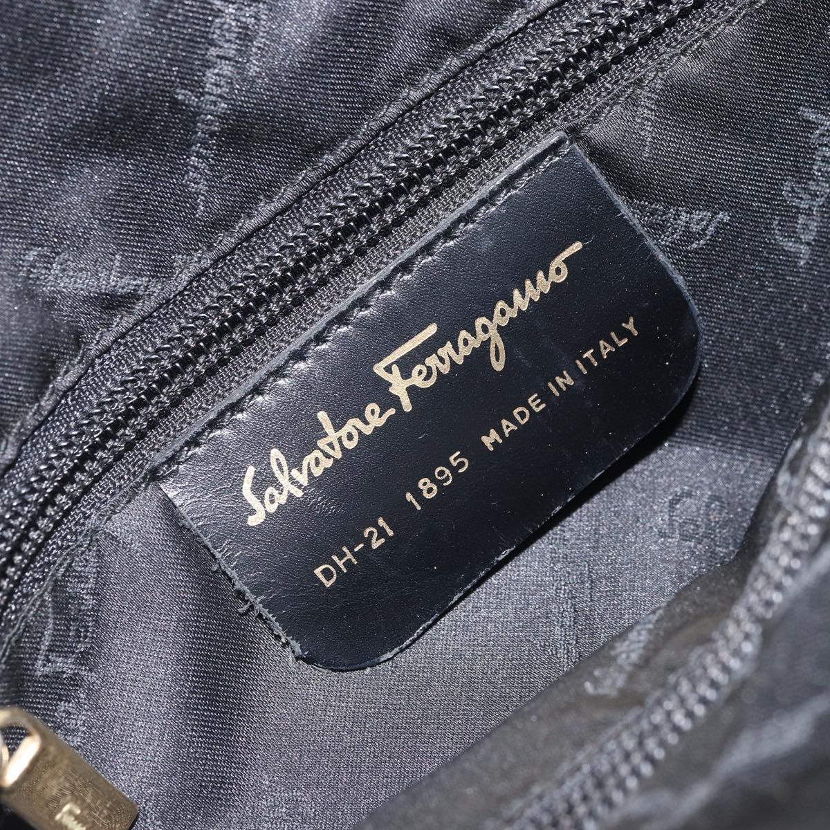 Salvatore Ferragamo Tote Bag Canvas Black Gold Auth BA10431