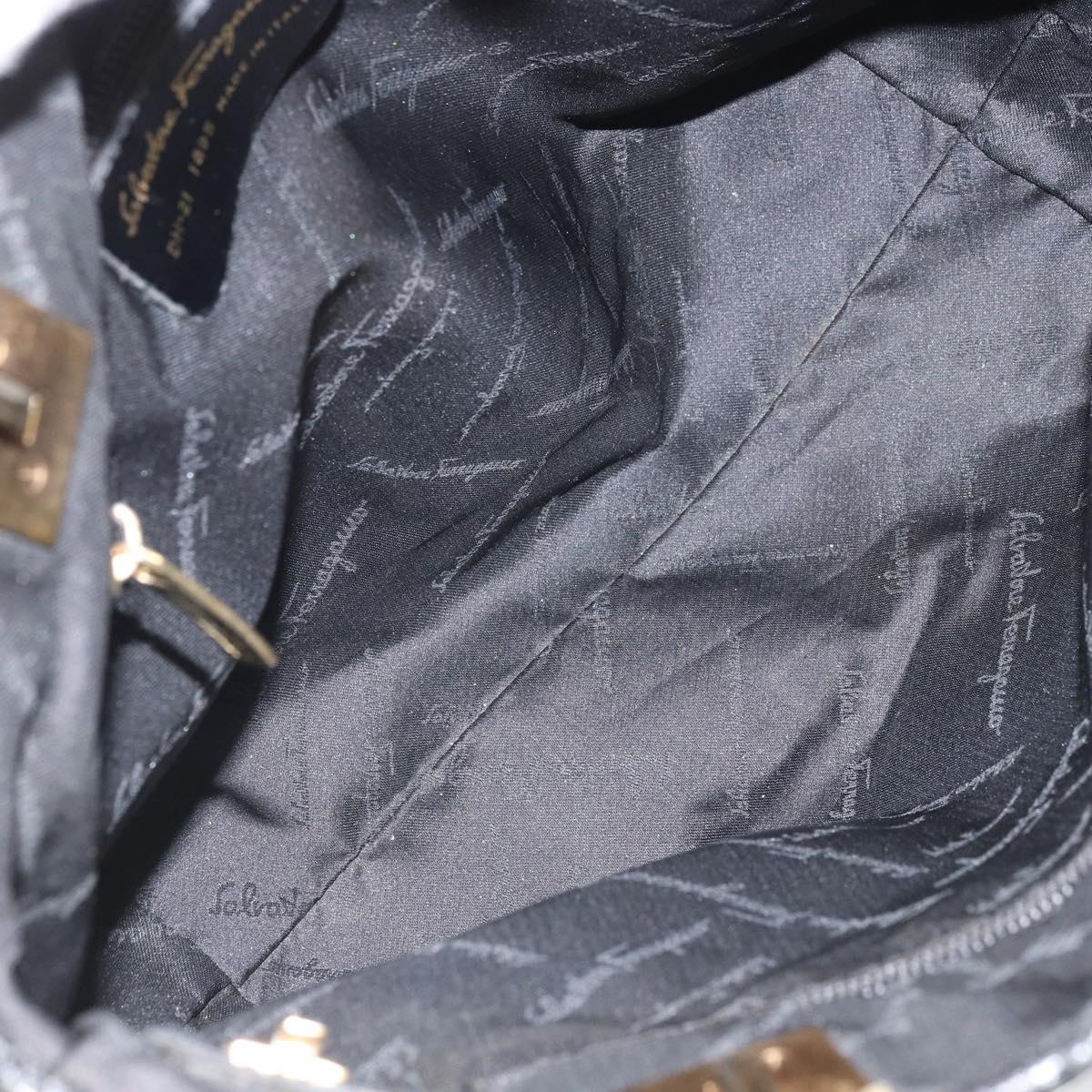 Salvatore Ferragamo Tote Bag Canvas Black Gold Auth BA10431