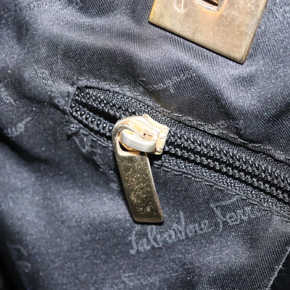 Salvatore Ferragamo Tote Bag Canvas Black Gold Auth BA10431