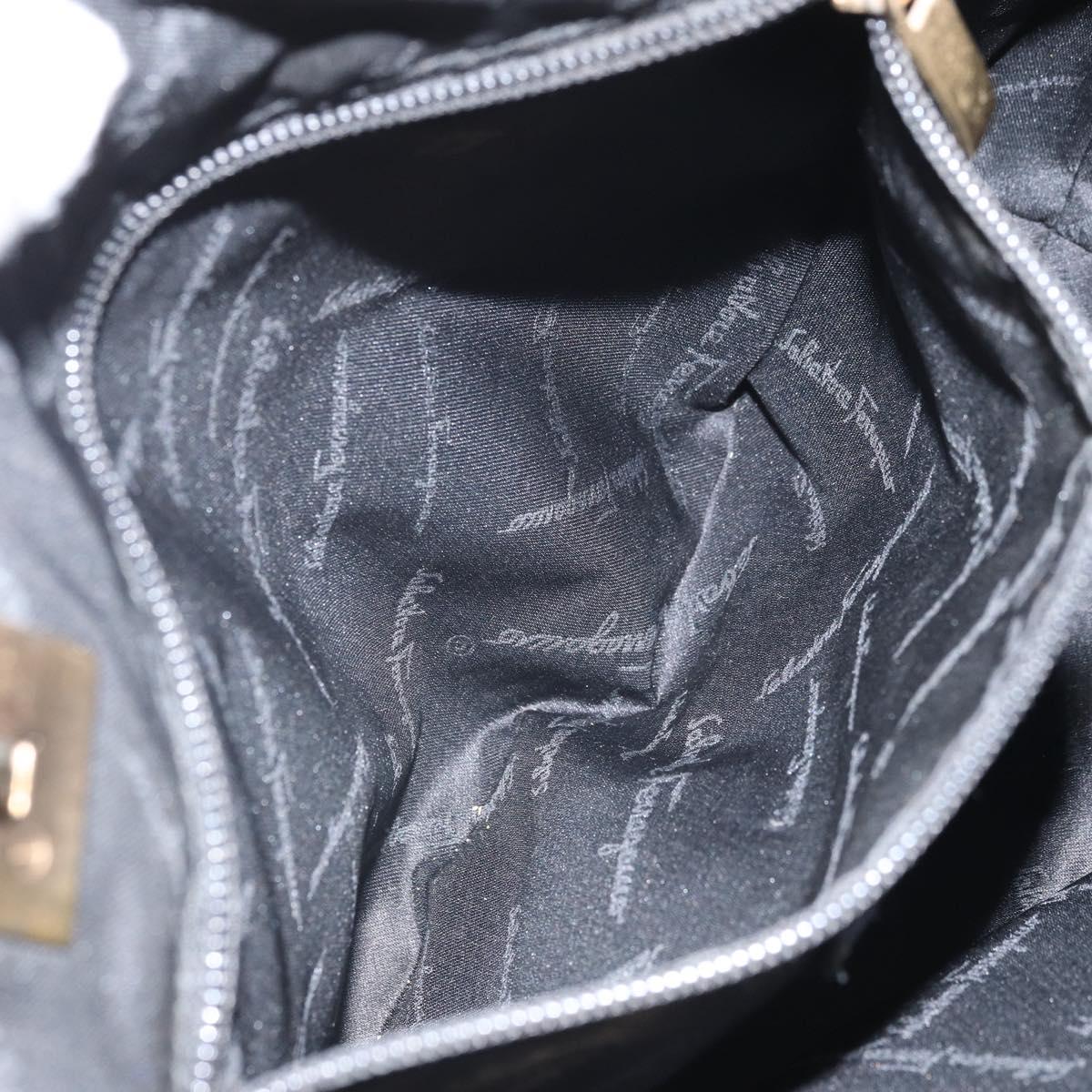 Salvatore Ferragamo Tote Bag Canvas Black Gold Auth BA10431