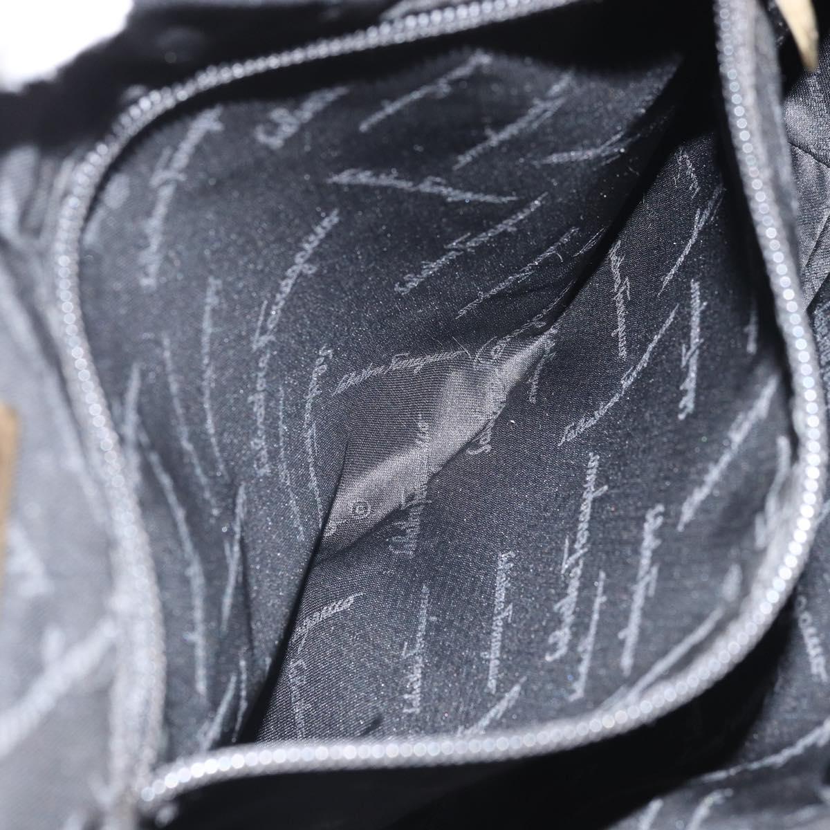 Salvatore Ferragamo Tote Bag Canvas Black Gold Auth BA10431